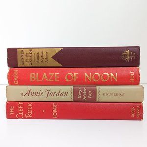 Red Plum Tan Vintage Book Decorative Color Stack